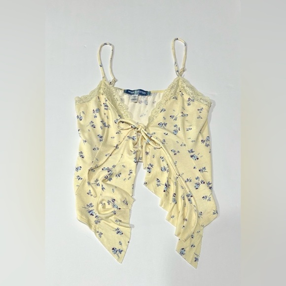Urban Outfitters Tops - Urban Outfitters Yellow/Cream Floral Tie Front Top